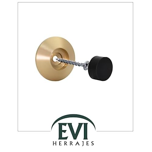 EVI Door Stoppers | Brass Door Handle Stopper - Adhesive and Screw Fastening - Protector Rubber - 1.77 x 0.66 Inch Door Stopper