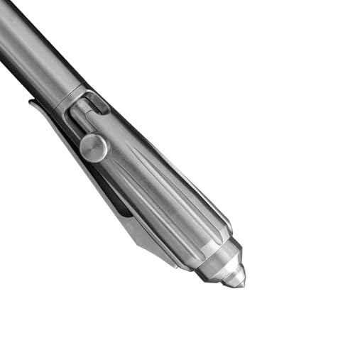 Cool Hand 5.91'' Titanium Alloy Bolt Action Pens, Ballpoint Ink Refillable, Office Business Writing Pens, Deep Pocket Clip,with a Refill, Silver