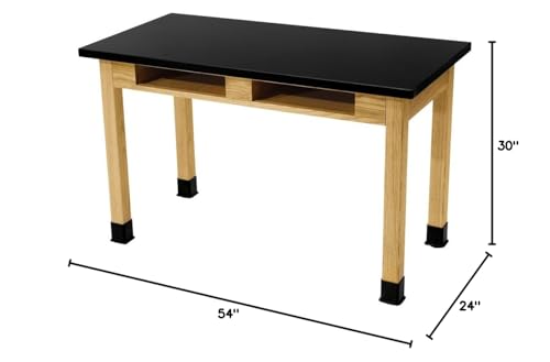 National Public Seating NPS 24x54 Modern Ash Wood Science Lab Table with Chem-Res Top in Black