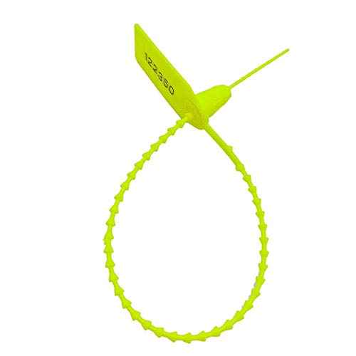Plastic Security Tags Numbered Tamper Proof Seals Self Locking Zip Ties 9.84" Length Yellow (Pack of 500)