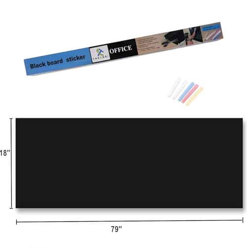 Chalkboard Wallpaper Peel and Stick,18 ¡¿ 79 Inches, Removable Blackboard Contact Paper Wall Sticker Self Adhesive Vinyl Decal, Bonus 5 Chalks (1 Roll 1.5ft.x6.6ft.)