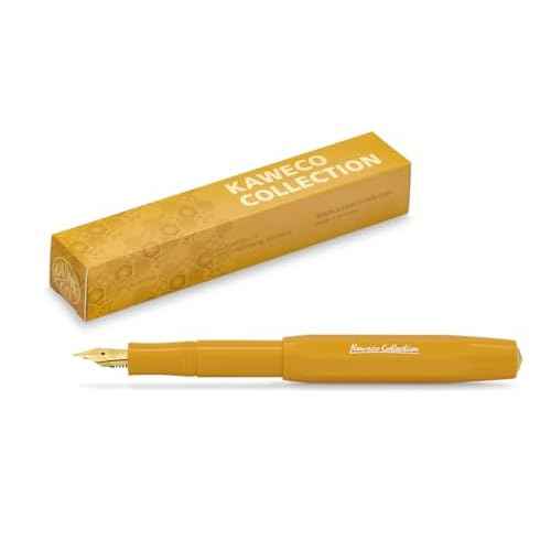Kaweco COLLECTION Fountain Pen Honey I Premium Fountain Pen with Steel Nib for Ink Cartridges in Yellow I Exclusive Pen 13 cm I Nib: F (Fine)