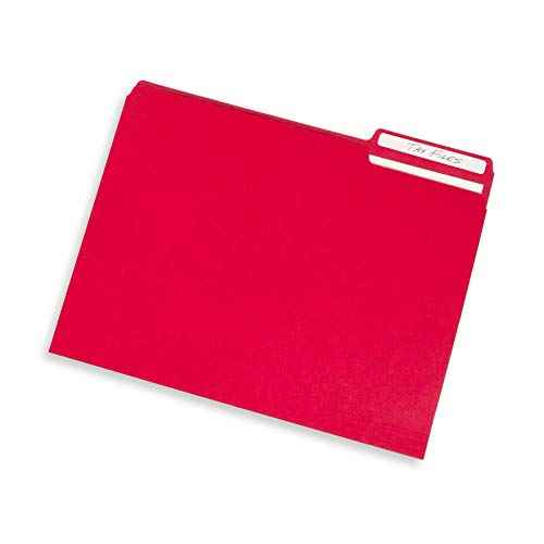 File Folder, 1/3 Cut Tab, Letter Size, Red, Great for Organizing and Easy File Storage, 100 Per Box