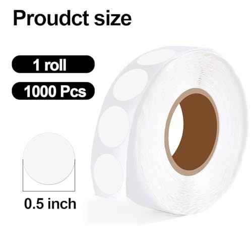 1000 PCS Dot Stickers 1/2 Inch Circle Small Round Coding Labels, Blank White Color Sticky Dots for Yard Sale Office Shop Home Marking (White)