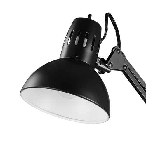 Globe Electric 56963 31.5" Multi-Joint Desk Lamp with Metal Clamp, Black, On/Off Rotary Switch on Shade, Partially Adjustable Swing Arm, Home Essentials, Reading Light, Office D?cor