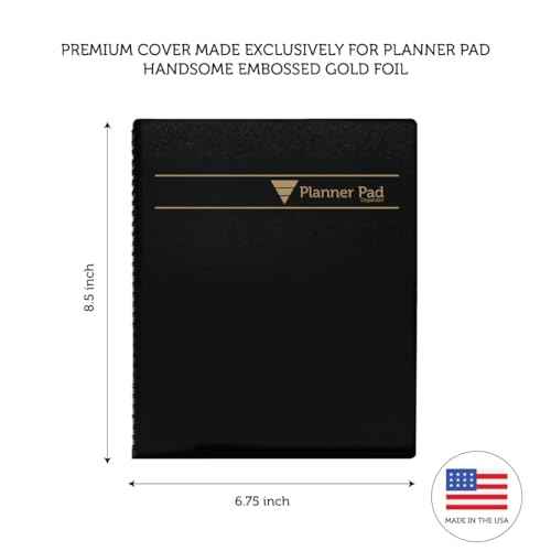 Planner Pad Spiral Bound January-December 2026/ Calendar Year 6 3/4" x 8 1/2" Medium 3-Tier Funnel Down 12 Month Organizer, Black Cover/Black Ink