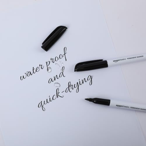 Amazon Basics Fine Tip Permanent Markers Black 12 Pack - Writing & Drawing