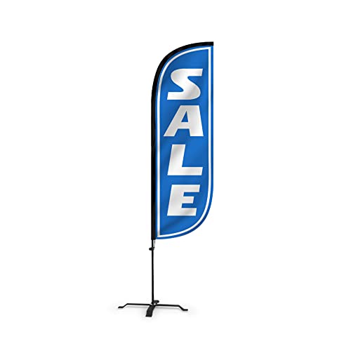 LookOurWay Feather Flag Sale Themed Complete Set with Poles and X-Stand Base, 5-Feet