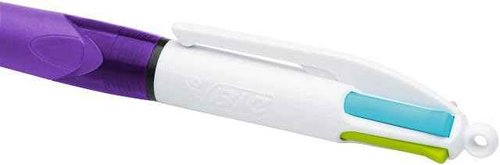 Bic 4 Colours Grip Retractable Ball Pens - Box of 12- Medium Point (1.0 mm) - Extra-Comfort Grip - Fashion Ink Colours