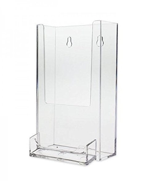 Source One Tall Boy 4-Inch Wide Wall Mount Brochure Holder with Business Card Holder (6 Pack)