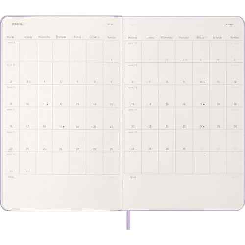 Moleskine Classic 12 Month 2026 Daily Planner, Hard Cover, Large (5" x 8.25"), Pastel Lilac, 400 pages