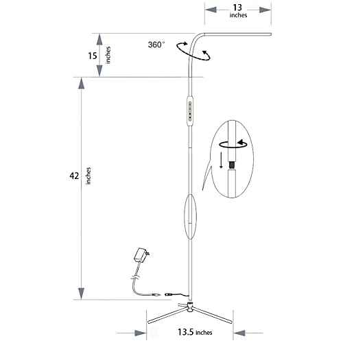 Bright LED Floor Lamp Adjustable Gooseneck Standing Eyelash Light for Eyelash Extensions tattooing Light Reading lamp