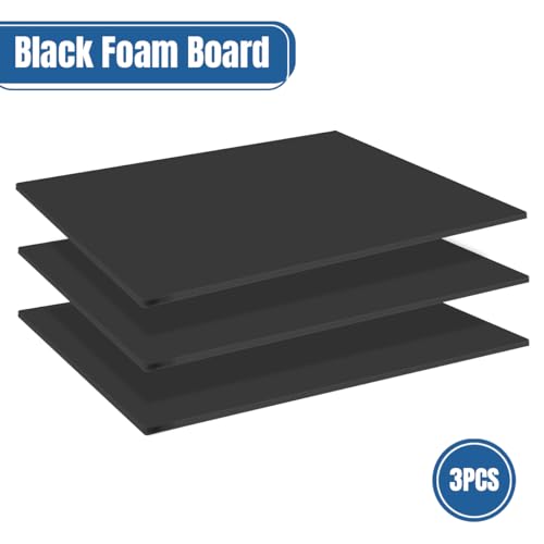 3 Pack Black Foam Board 24x36 3/16 Thick Foam Core Board for Projects Black Poster Board for Painting Displaying and Craft Projects