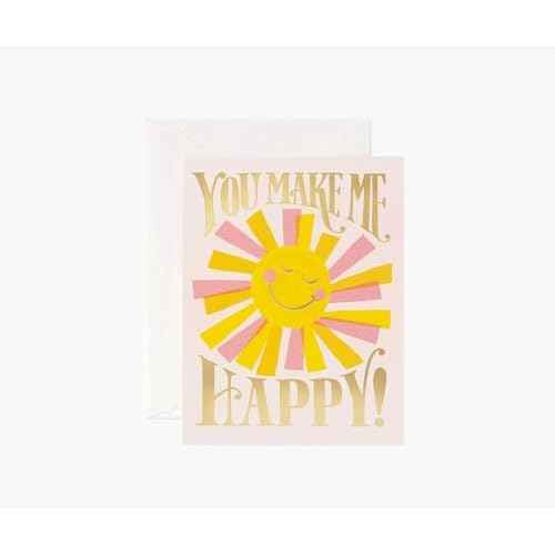 RIFLE PAPER CO. Greeting Card Boxed Set of 12 with Envelopes | Lets Your Thoughtful Handwritten Note Take Center Stage (Artisanally Crafted in the USA), You Make Me Happy
