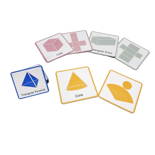 Jianwen 3D Shapes Magnetic Flash Cards Set of 24, Colorful Geometry Nets for Classroom Learning