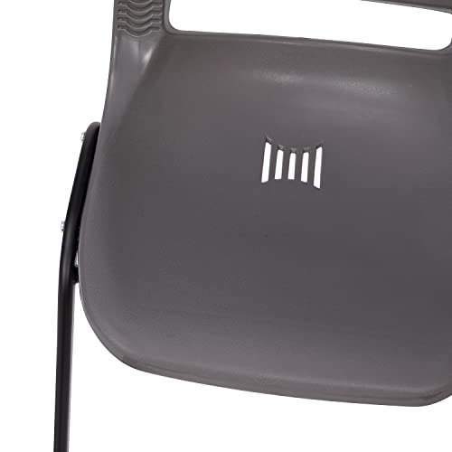 Flash Furniture HERCULES Series 661 lb. Capacity Gray Ergonomic Shell Stack Chair with Black Frame and 16'' Seat Height