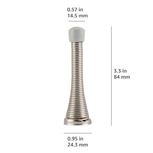 Amazon Basics Brushed Nickel Spring Door Stopper 12-Pack with Rubber Bumper Tips