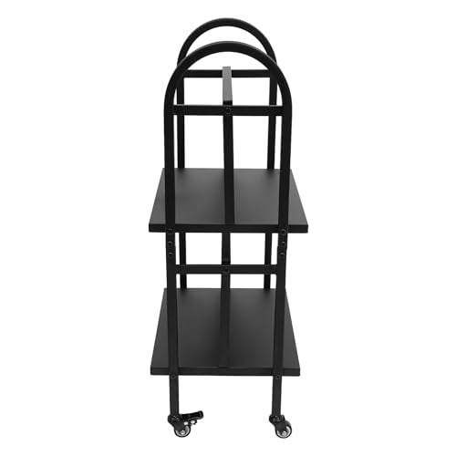 2-Tier Rolling Book Cart, 34” Tall, 100 lb Capacity - Double-Sided Mobile Library Cart with 4 Locking Wheels