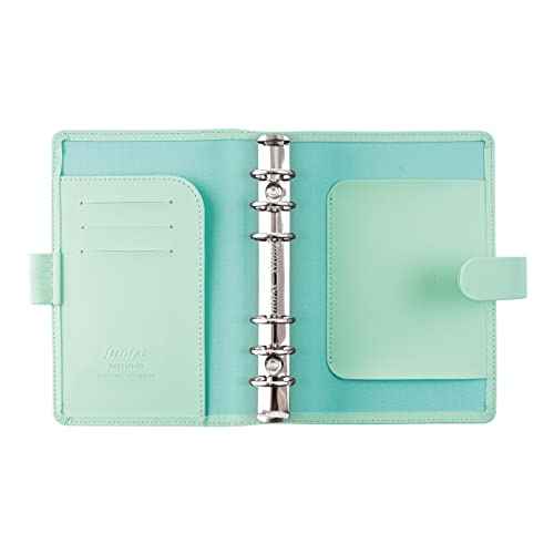 Filofax Saffiano Organizer, Personal Size, Neo Mint - Cross-Grain, Leather-Look, Six Rings, Week-to-View Calendar Diary, Multilingual, 2025 (C028806-25)