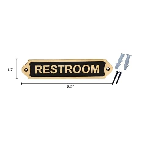 Brass Door Sign Plaques |Traditional| Easy DIY Installation - Gents, Ladies, Restroom (RESTROOM)