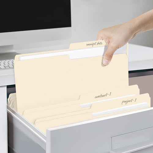 SUNEE File Folders, 30 Pack Manilla Folders 8.5 x 11, 1/2 Cut Tab for Easy Labeling and Organization, Durable Standard Paper for Home, Office, School Filing