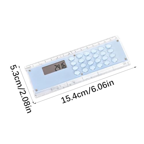 Pink 15cm Double Scale Ruler with Built-in 8 Digit Calculator for School Office