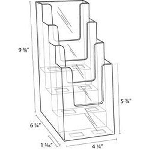 Dazzling Displays 4-Tier 4" x 9" Brochure Holder - Tri-Fold Brochure Display Stand - Clear Acrylic Brochure Holder for Office, Retail, and Trade Shows