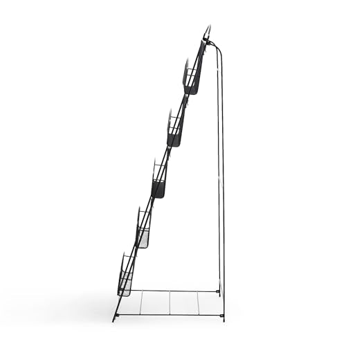 Safco Onyx Mesh Magazine Holder, Ladder Style Display Rack with 5 Pockets, Brochure Organizer, Commercial-Grade Steel Construction, Black