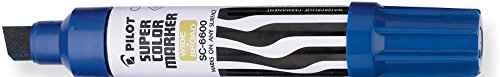 PILOT Super Color Jumbo Refillable Permanent Markers, Blue Ink, Extra-Wide Chisel Point, 12-Pack (43200)