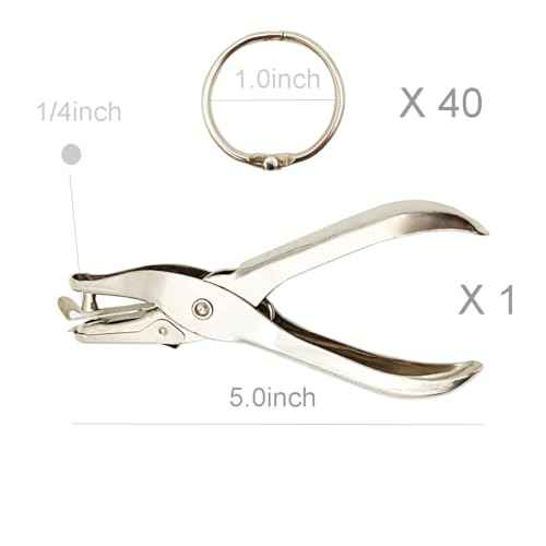 (40Pack) Book Rings 1 Inch Binder Rings with Metal Single Hole Punch.Nickel Plated Steel Paper Rings Metal Rings for Index Cards,Flash Card Rings,Silver