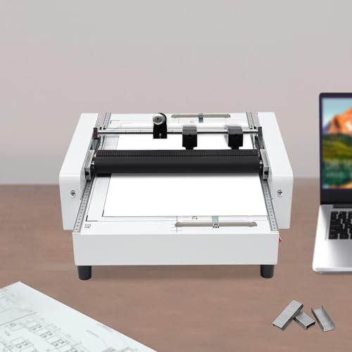 A3 Booklet Folding Binding Machine, 110V 60W Paper Folding and Binding Machine, Booklet Folder Stapler 2 in 1 Multifunctional Automatic Book Maker Stapling Machine for Schools, Print Stores, Offices