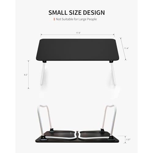 Foldable Lap Desk, Laptop Bed Desk, Portable Bed Table, Laptop Stand for Bed & Couch, Lightweight & Mini - Black