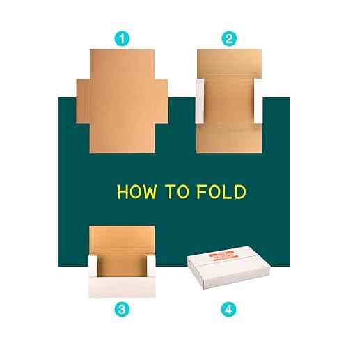 50 Pack 9x6x1.3 inch Mailing Boxes, Multi-Depth CD DVD Corrugated Cardboard Boxes with Fragile Stickers for Shipping, Storing, Package, Business or Home, White