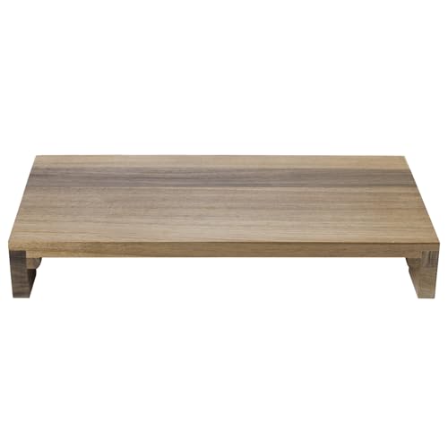MyGift Premium Acacia Solid Wood Desk Monitor Stand, Laptop Riser & Keyboard Storage ? Wooden Desktop Organizer for Screen Display and Workspace Organization