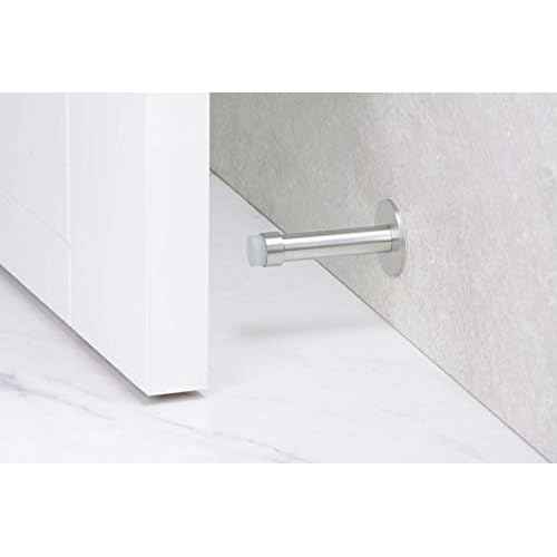 Adhesive Door Stop for Wall Mounting | Length: 3,5" | Stainless Steel | White Rubber | Anti Shock Absorber | 040128ADAM | EVI Hardware