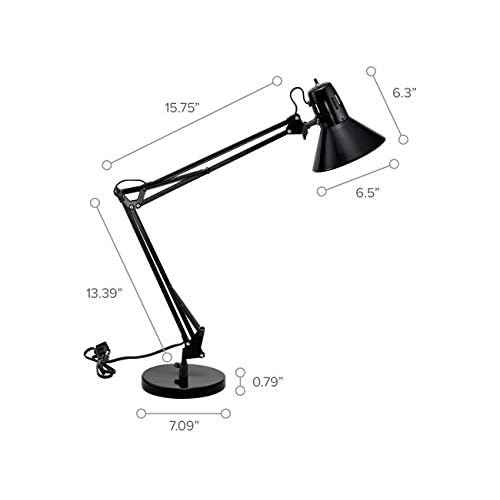 Bostitch Office VLF100D Swing Arm Desk Lamp, Metal, 36" Reach with Multi-Joint Adjustment, Includes Replaceable LED Bulb (VLF), Black