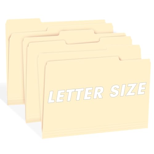 File Folder, RAZCC 250 Pack 1/3 Cut Tab File Folders Letter Size, Manila Folders, Folders with Tab, Great for Organizing and Easy File Storage