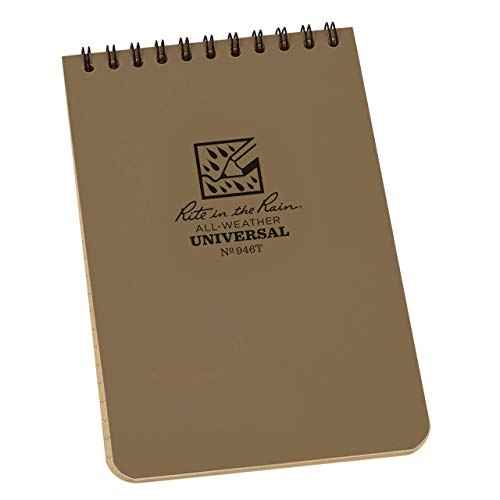 Rite in the Rain Weatherproof Top Spiral Notebook, 4" x 6", Tan Cover, Universal Pattern, 6 Pack (No. 946TL6)