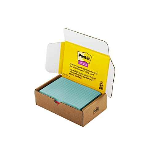 Post-it Super Sticky Lined Notes 4x6 | Bright Colors | Double Sticking Power | 90 Sheets per Pad | 5 Pads, Pack of 8
