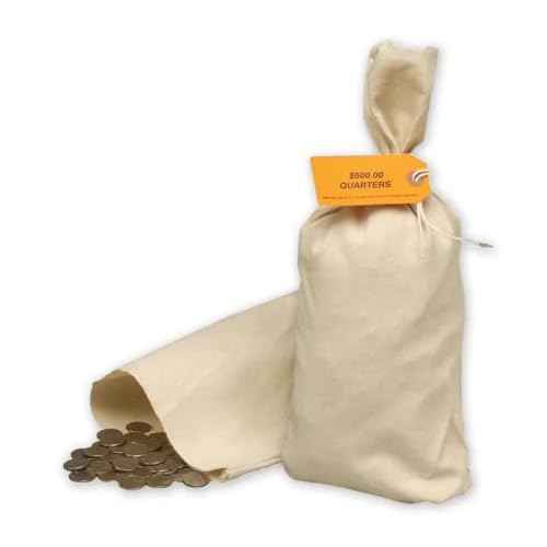 BankSupplies Currency Coin Money Bags | 12W x 19H | Box of 10 | Flat Bottom | Non-Imprinted | Double Stitched Seams | Transit Coins & Currency | Coin Sack Bags