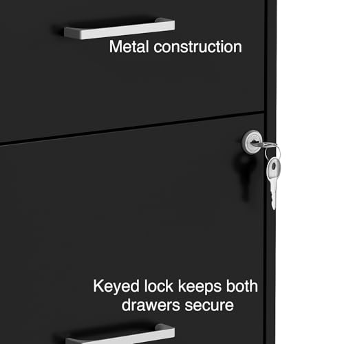 Staples Black 2-Drawer Vertical File Cabinet Lockable Letter Size 1 Pack