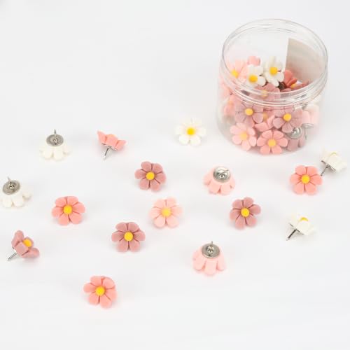 Mr. Pen Flower Push Pins, 40 Pack Decorative Thumb Tacks for Bulletin Boards