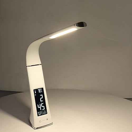 Fockety LED Desk Lamp, Charging Eye Caring 3 Modes Reading Lights Digital Display Touch Control Desk Light for Office, Study, Dorm