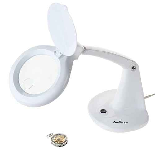 AmScope - 40 LED Adjustable Tabletop Magnifying Lamp with 4¡± Glass Lens and 1.75X and 4X Magnifications - MAGLED-8093-A