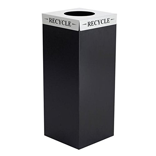 Safco 2990RE Square-Fecta Recycling Receptacle Lid, Recycle (for use with Public Square Base Sold Separately), Silver