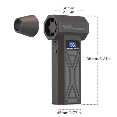 Mini Compressed Air Computer Duster 110000RPM, Cordless Electric Air Blower Rechargeable with LED Light, Case and Digital Display, for PC Keyboard Car Snow Removal & Outdoor, Air Bed, Black