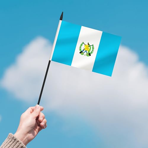 Yamiuo 2 Pack Guatemala Desk Flag Set with Black Pole & Base - Small Miniature Office & Classroom Decor