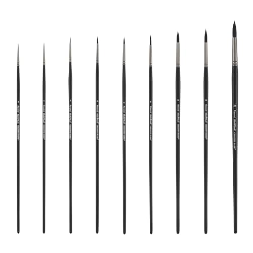Black Swan Synthetic Red Sable Paint Brushes Flat Set of 5 - Professional Quality Long Handle Paint Brushes for Oil, Heavy Body Media and Acrylic - Artists of All Levels