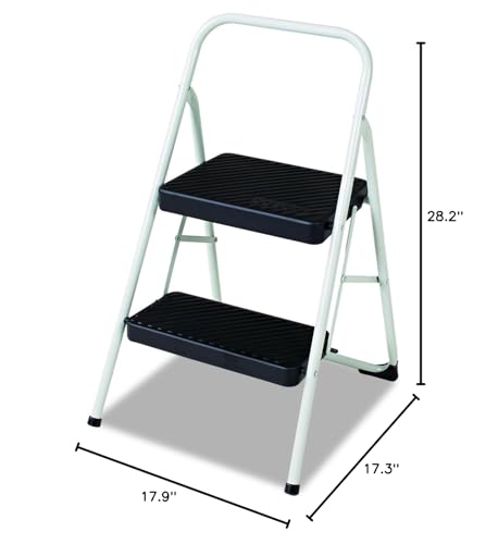 Cosco 2-Step Folding Steel Step Stool, 200 lb Capacity, 28 in H, Cool Gray