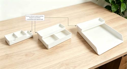Amazon Basics Rectangular Plastic Desk Organizer Half Accessory Tray White 9.4" x 3.3" x 1"
